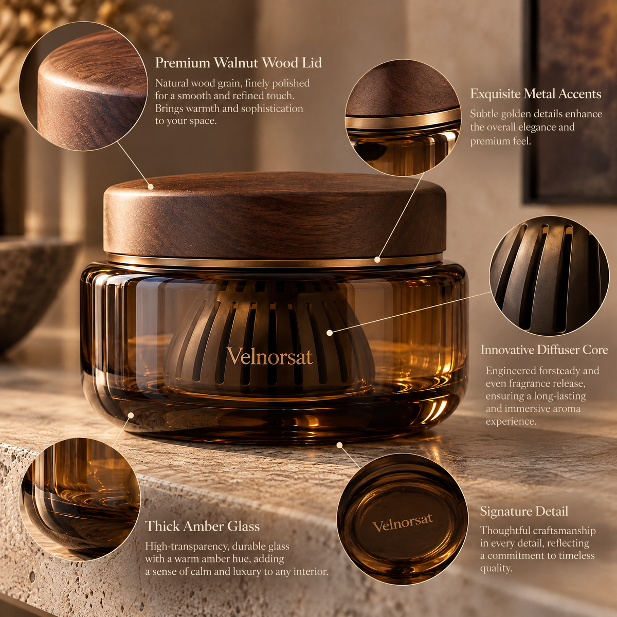 Velnorsat™ Nocturne Glass Aroma Diffuser