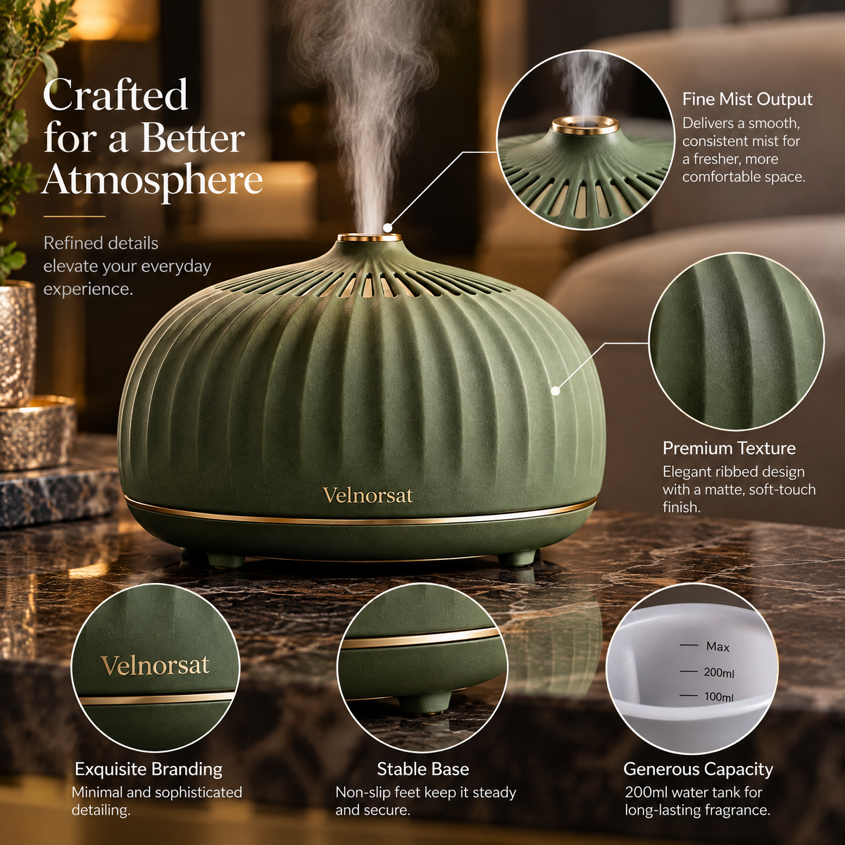 Velnorsat™ Mossline Ultrasonic Diffuser